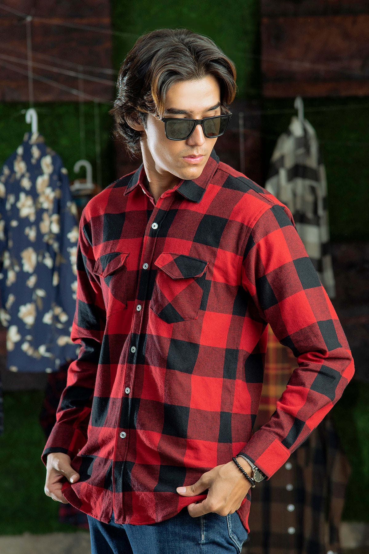 Flannel in Bright Red