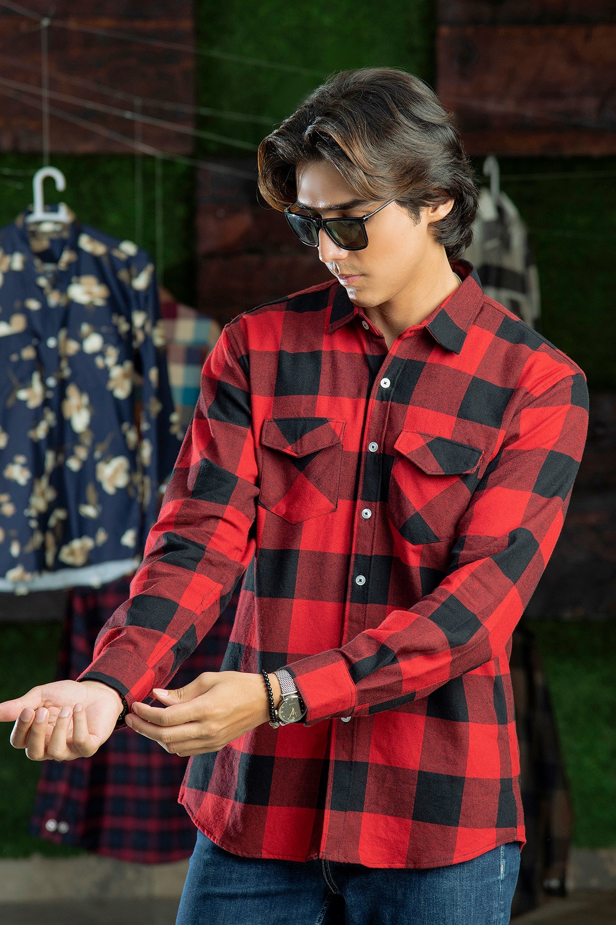 Flannel in Bright Red