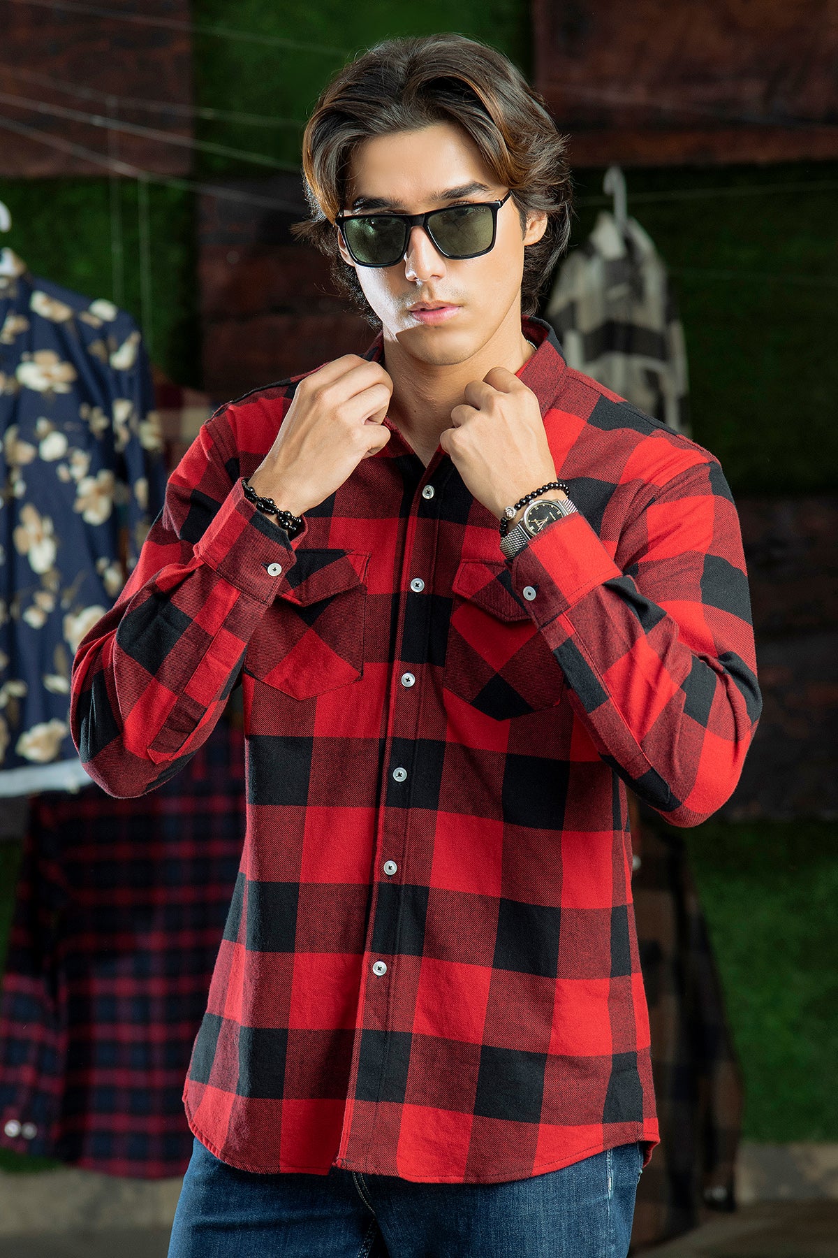 Flannel in Bright Red