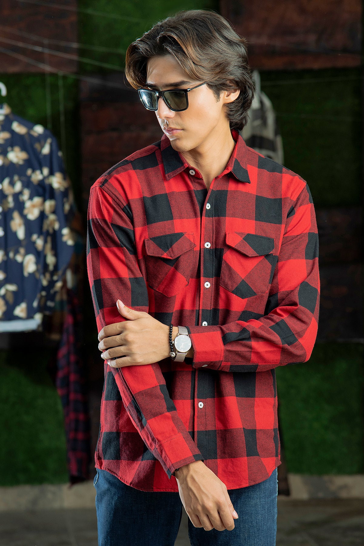 Flannel in Bright Red