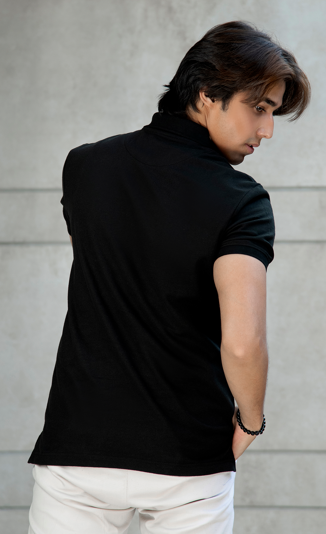 ALIF Black Zipper Polo